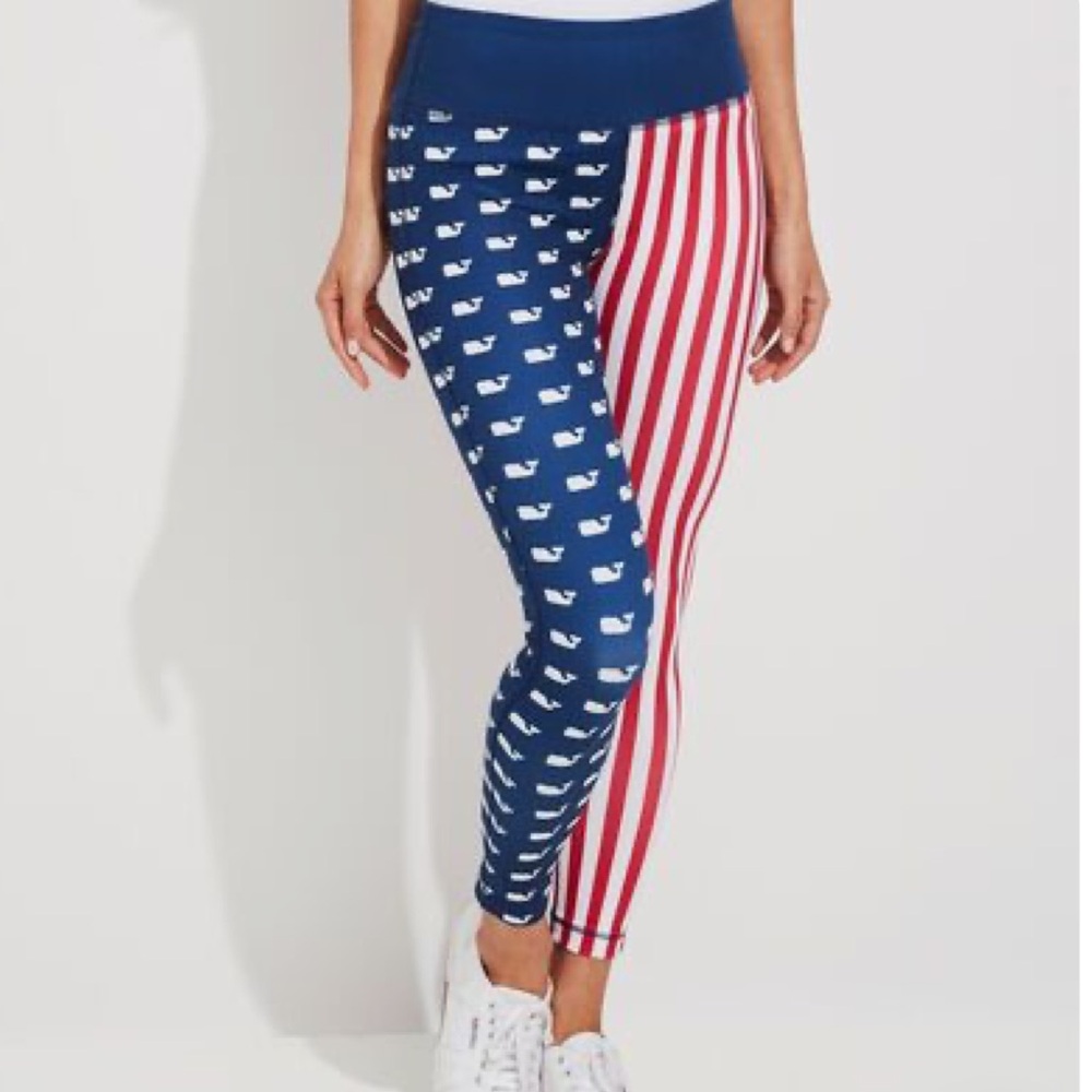 Vineyard Vines Patriotic Whale and Stripe Leggings(S) women skip Monday leggings